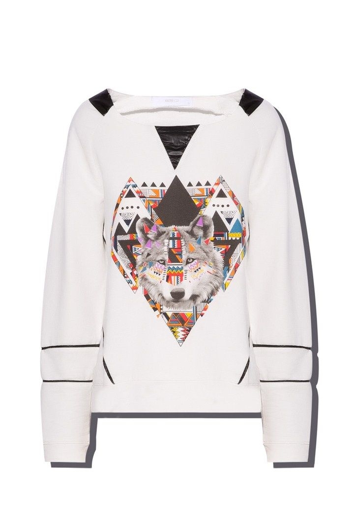 Sudadera Blanca Estampado Patchwork